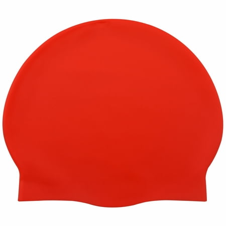 CJC Adult Silicone Swimming Cap Premium Ear Protector Elastic Waterproof Caps, (Red, 23cm*19.5cm)