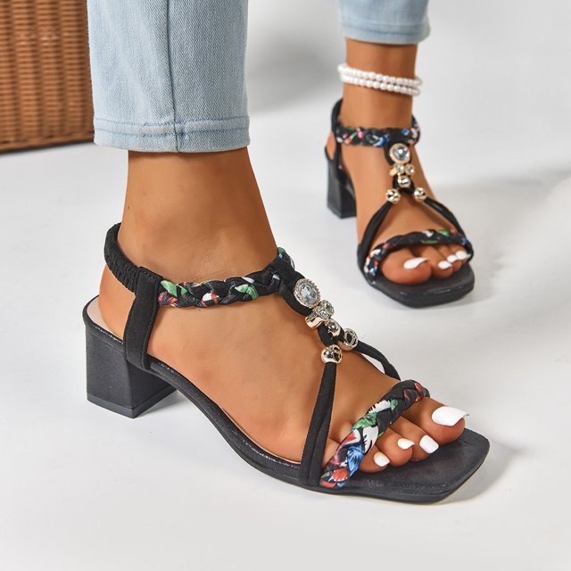 Sandales Gspmoly pour Femmes Élégantes, Mode Femmes Décontractées à Bout Rond, Pantoufles Confortables pour la Plage, Pantoufles Décontractées, Chaussures Sandales pour Dames Noires 38
