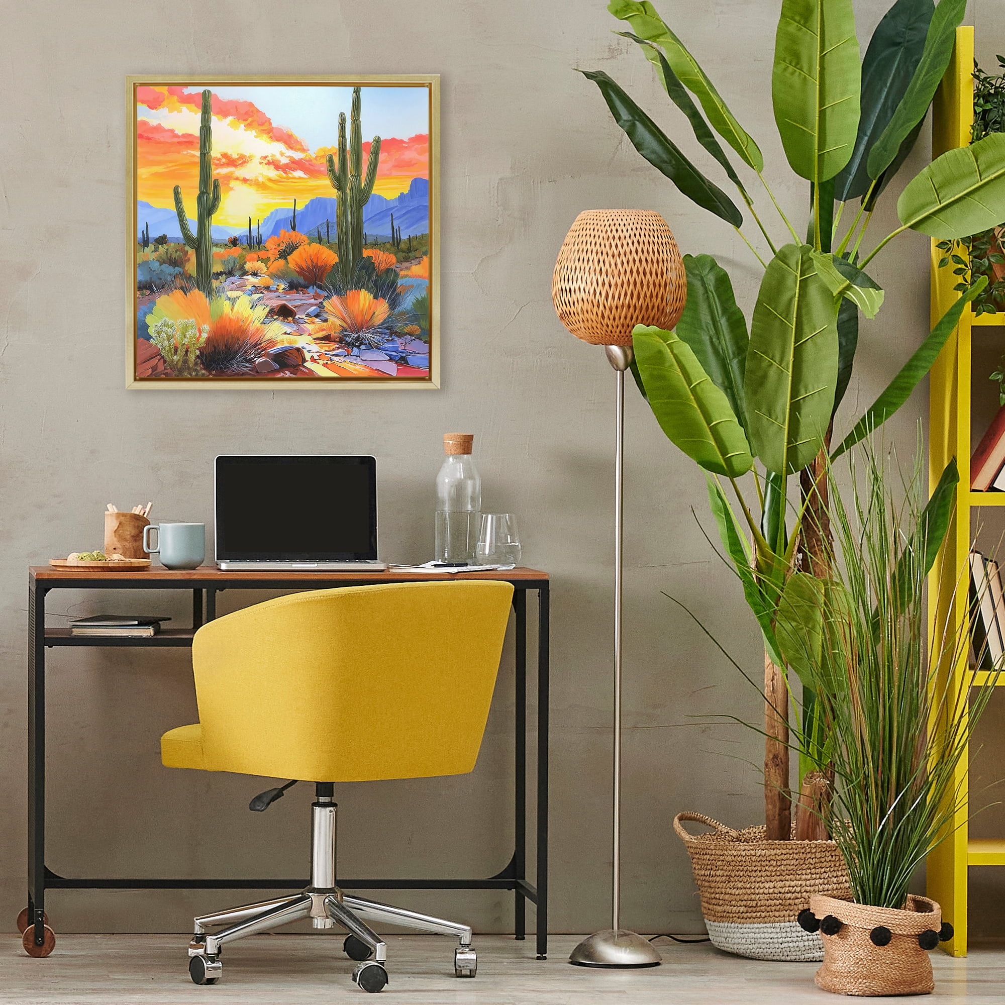 Stupell Industries Desert Splendor Cacti Gold Framed Floater Canvas Wall Art, design by John Jaster
