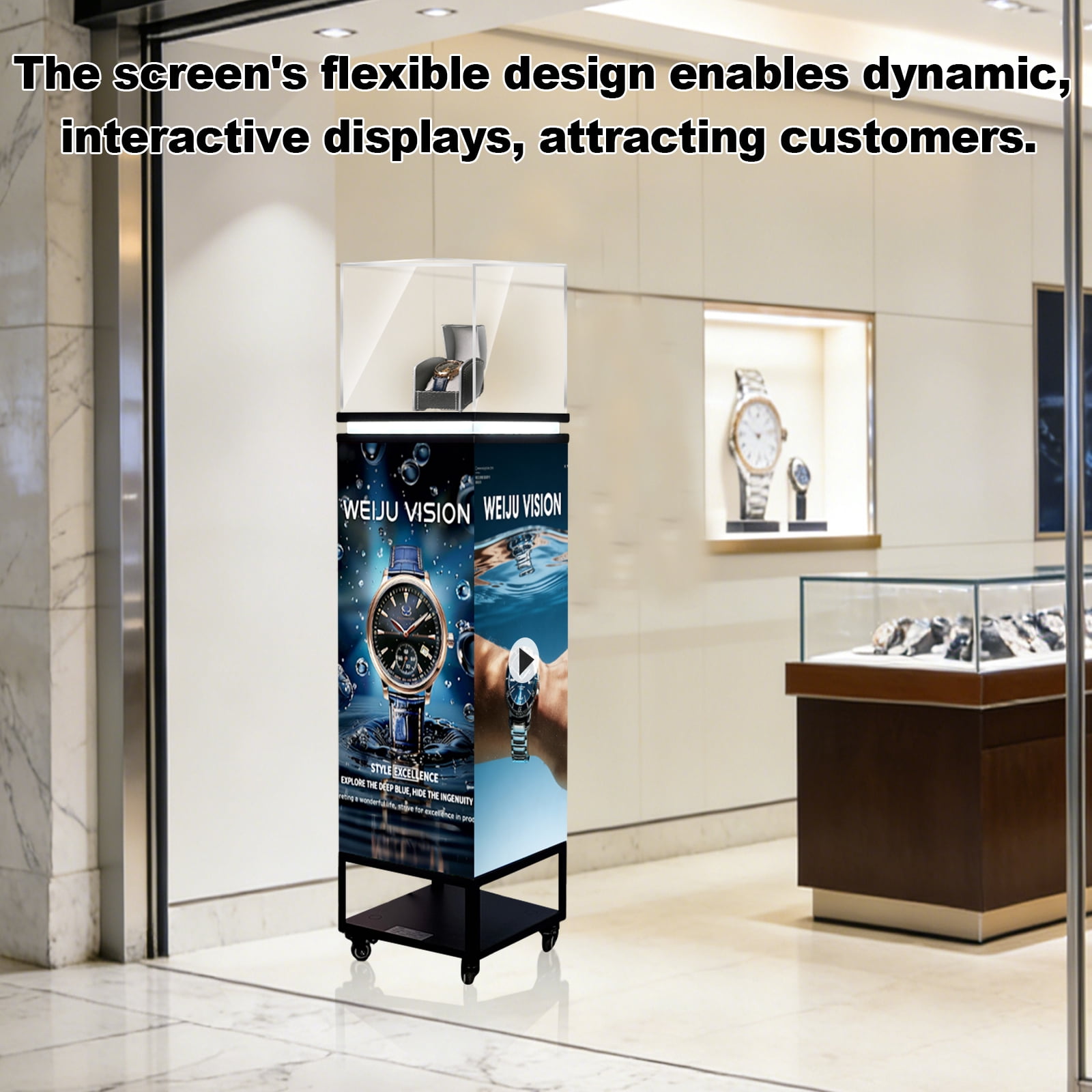 LED Display Screen Showcase,LED Display Screen Showcase, Acrylic Display Case for Jewelry Promotion/Museum