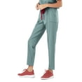 thumbnail image 2 of Mediclo Women's Medical Scrub Pants - Sicily 7 Pockets Pintuck Tapered Leg Elastic Drawstring Waist Eco Friendly Sustainable FYSEL Fabric Workwear Stone Blue FB2061R5STB10 XL, 2 of 7