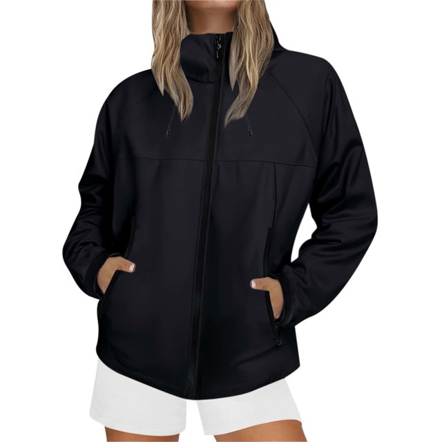 iHPH7 Imperméables à Capuche pour Femmes Veste à Capuche Femmes Vestes d'Entraînement pour Femme Imperméable Veste de Randonnée Femmes Vêtements d'Automne Imperméables pour Femmes avec Capuche Vestes d'Automne pour Femmes Noir 2 L