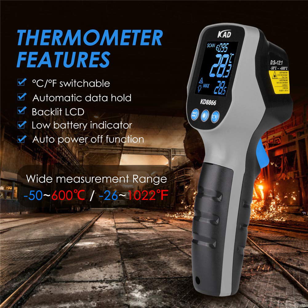 50 infrared thermometer 600 ° c temperature gun digital cooking meat 