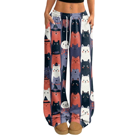 Trgacdwlo Women Halloween Pajama Pants Loose Fit Sleepwear Womens Lounge Pants Funny Pumpkin Fall Cozy Comfy Women's Pajama Bottoms
