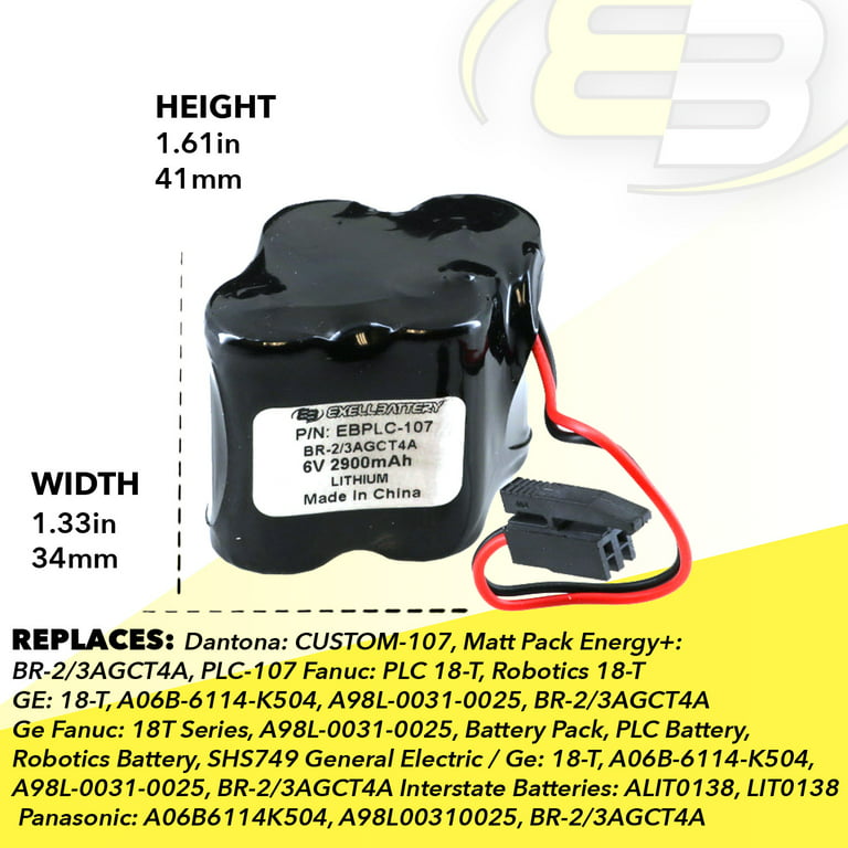 6V 2900mAh PLC Backup Battery With Matt Pack PLC-107 - Walmart.com