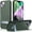 Blackish Green, variant on MyBat Pro Beyonder Series Case with Tempered Glass with Kickstand for Apple iPhone 14 Pro Max (6.7) - Black