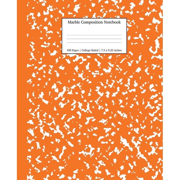Notebooks College Ruled Marble Composition Notebook College Ruled: Pumpkin Marble Notebooks, School Supplies, Notebooks for School, Book 11, (Paperback)