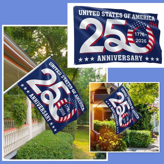 KUNPNEG USA 250 Anniversary Flag 3x5 ft Double Sided, 1776-2026 Semiquincentennial Celebration Banner, Heavy Duty Polyester Patriotic Outdoor Decor for Independence Day Garden Yard Porch