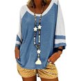 thumbnail image 2 of Camisetas de media manga con cuello en V a la moda para mujer, camisetas informales de retazos sólidos Pompotops  hfajkhk123648, 2 of 5