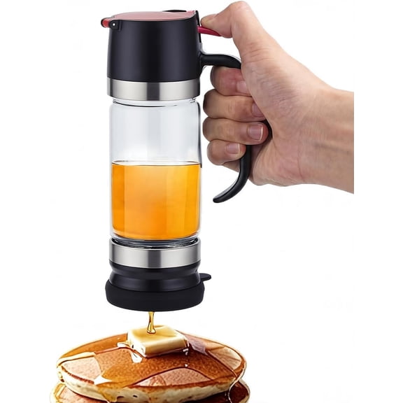 Honey Dispenser Borosilicate Glass with Handle 10oz, Drip-Proof Honey Jar Honey Pot Ideal for Honey Syrup, Maple Syrup, Jam, Coffee and Tea, Syrup Dispenser Glass for Coffee or Tea