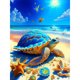 thumbnail image 1 of Pintura de diamante 5D DIY Kit de taladro redondo completo Decoración de tortuga de playa (sz4246), 1 of 9