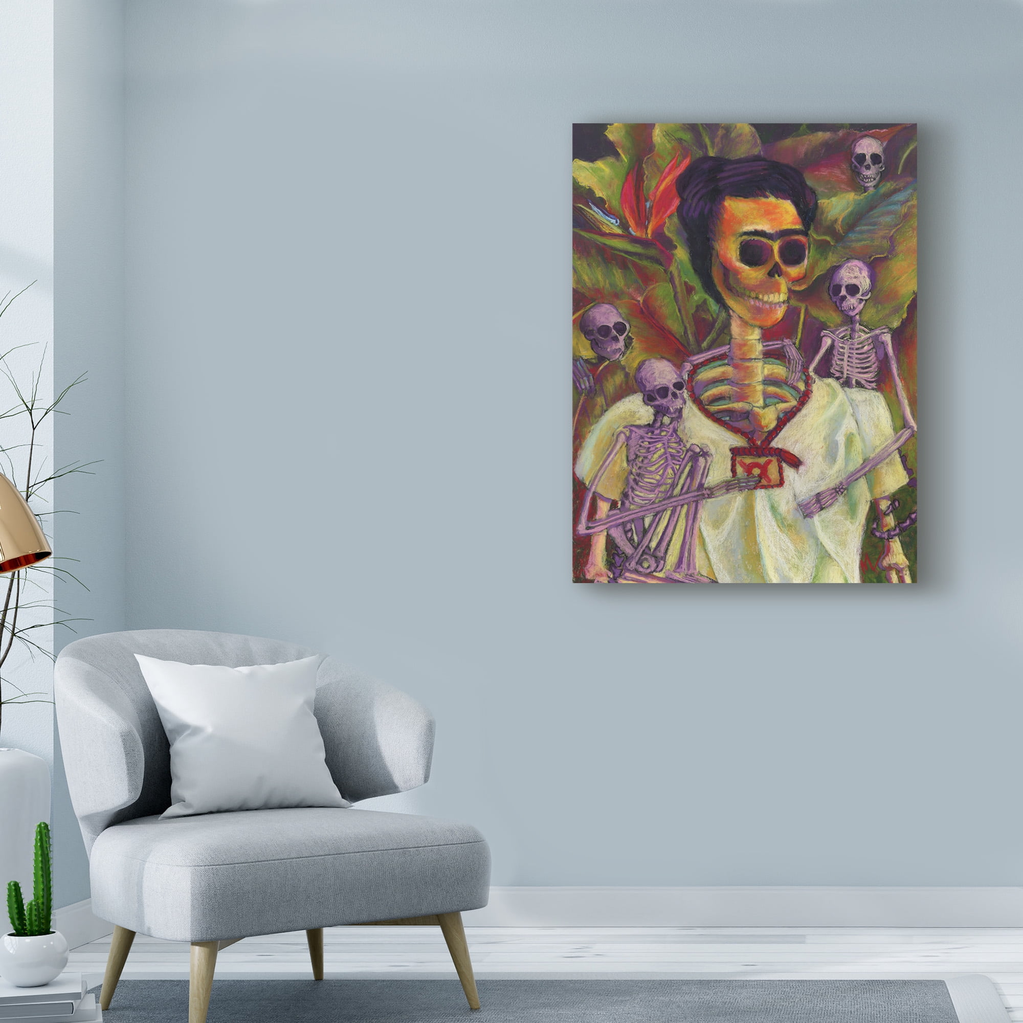 Trademark Fine Art 'Frida Skelly With Monkeys' Canvas Art by Marie Marfia Fine Art