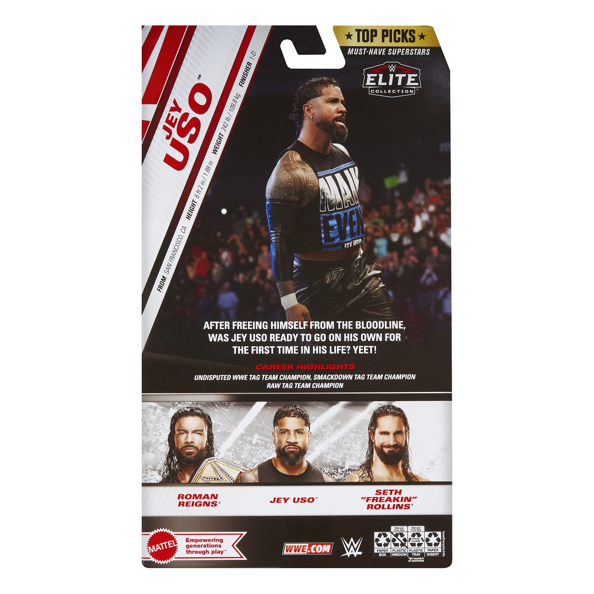 Jey Uso (Black Shirt) - WWE Elite Top Picks 2025 (Wave 1) Mattel WWE Toy Wrestling Action Figure