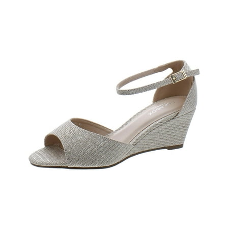 

Paradox London Womens Metallic Ankle Strap Wedge Sandals