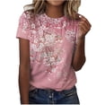 thumbnail image 2 of LSLJS T-Shirts pour Femmes T-shirt Imprimé Mode Manches Courtes Blouse Col Rond Hauts Décontractés, 2 of 4