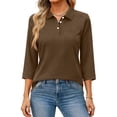 thumbnail image 2 of HAJWOH Womens Uniforms Tops for Work Short Sleeve Uniforms Dressy Casual Button Down T-Shirt 2026 Spring New with Collar Golf Polo Shirt Comfortable Clothes Brown XL, 2 of 5