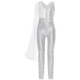 thumbnail image 3 of Aislor Combinaison une Pièce Sans Manches à Sequins pour Filles, Col en V, pour Mariage, Fête, Bal, Argent 12, 3 of 5