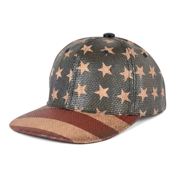 Terra Cool Mens Baseball Cap Hat USA American Flag Printed Flat Bill Buckle