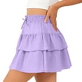 thumbnail image 6 of QTBIUQ Girls Tiered Ruffle Skirt Solid Color Casual Mini Skirt with Elastic Waist Bow Summer Layered Skirt, 6 of 9