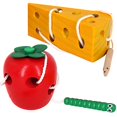 thumbnail image 1 of Juguetes de desarrollo temprano Juguetes de cordones de madera Actividad Montessori Las orugas comen manzanas y queso para niños Juguetes Niños aprendiendo bloques de madera educativos Rompecabezas de, 1 of 5