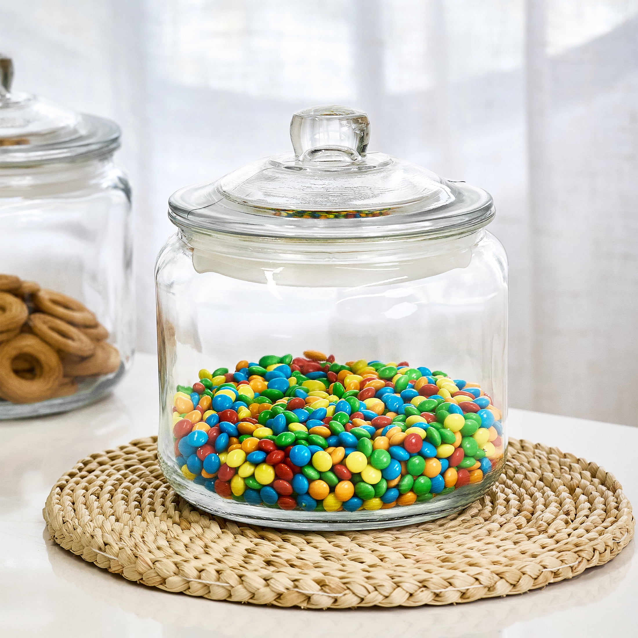 Mainstays Clear Glass Storage Jar with Lid, 3 Quarts