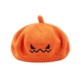 thumbnail image 6 of CUZIBR Children Halloween Knitted Beret With Pumpkin Face Embroidery Soft Stretchy Warm Hat Kids Boys Holiday Cosplay Party Headwear Accessory, 6 of 6