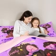 thumbnail image 4 of Castle Fairy Black Cute Princess Twin Bedding 7-Piece,Sparkle Bow Print Bedding Comforter Set,Purple,Pink Reversible, 4 of 7