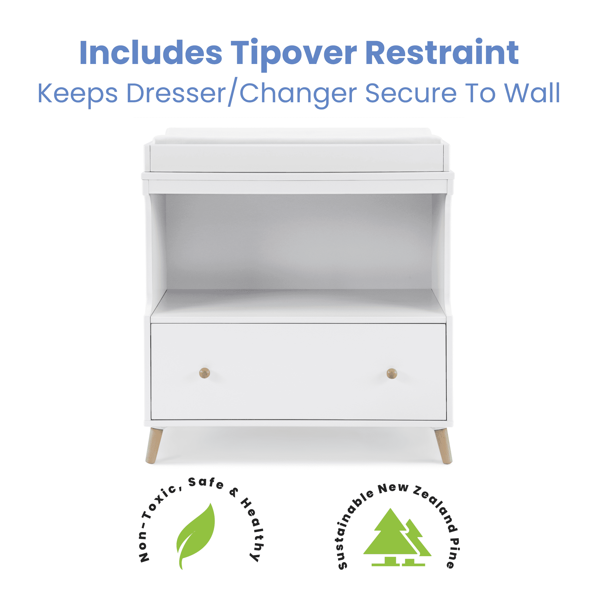 Delta Children Essex Convertible Changing Table with Drawer Greenguard Gold Certified Bianca White Natural Walmart