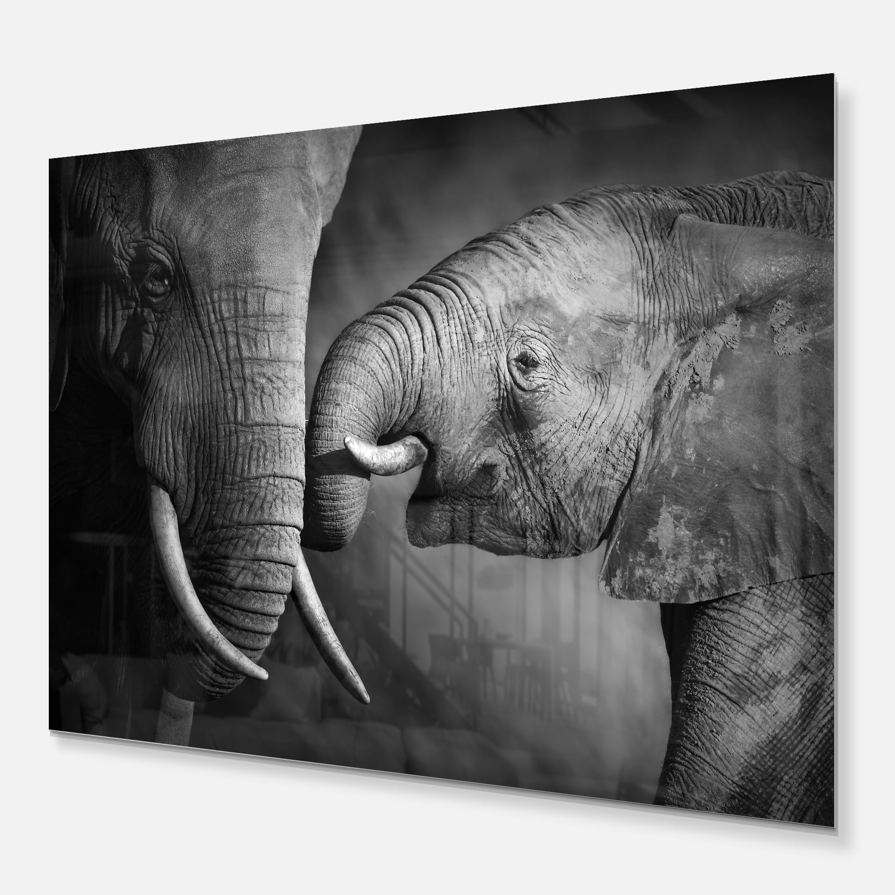 Designart 'Elephants Showing Affection ' Abstract Metal Wall Art