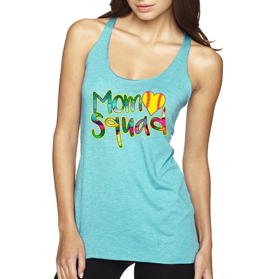 Wild Bobby, Colorful Tennis Mom Squad, Sports, Women Tri-Blend Racerback Tank Top, Tahiti Blue, Medium