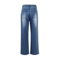thumbnail image 4 of WTOBBY Women's Wide Leg Jeans, High Waist Straight Leg Stretch Denim Pants with Multiple Pockets, Comfortable and Casual Trousers for Everyday Outfits,Blue L, 4 of 5