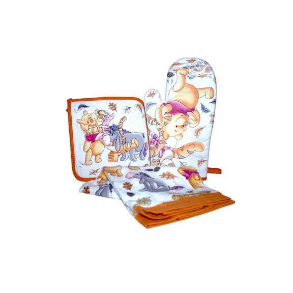 Disney Winnie the Pooh 3-Piece Kitchen Set – Dish Towel, Pot Holder & Oven Mitt with Characters