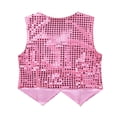 thumbnail image 2 of Yartina Kids Girls Boys Sequin Hip-hop Jazz Dance Waistcoat Jacket Sparkle Stage Performance Vest Pink 3-4, 2 of 7