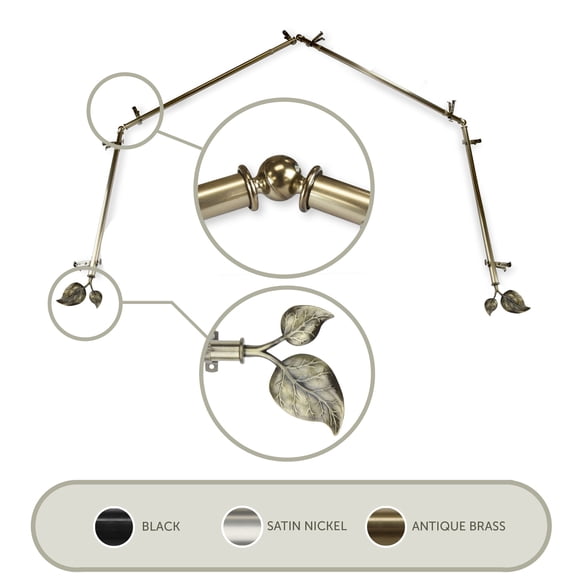 203" Gold Solid Contemporary 4-Sided Bay Window Curtain Rod