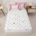 thumbnail image 4 of Homewish Pink Baseball Kids Zipper Full Size Comforter Sets with Fitted Sheet and 2 Pillowcases, Ice Cream Drip Zipper Bedding Set, Polka Dots Reversible, 4pcs, 4 of 6