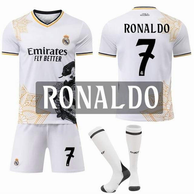 25267 Vinicius 5 Bellingham 9 Mbappe Real Madrid Serpent Blanc Édition Commémorative Spéciale Maillot de Football SetXS