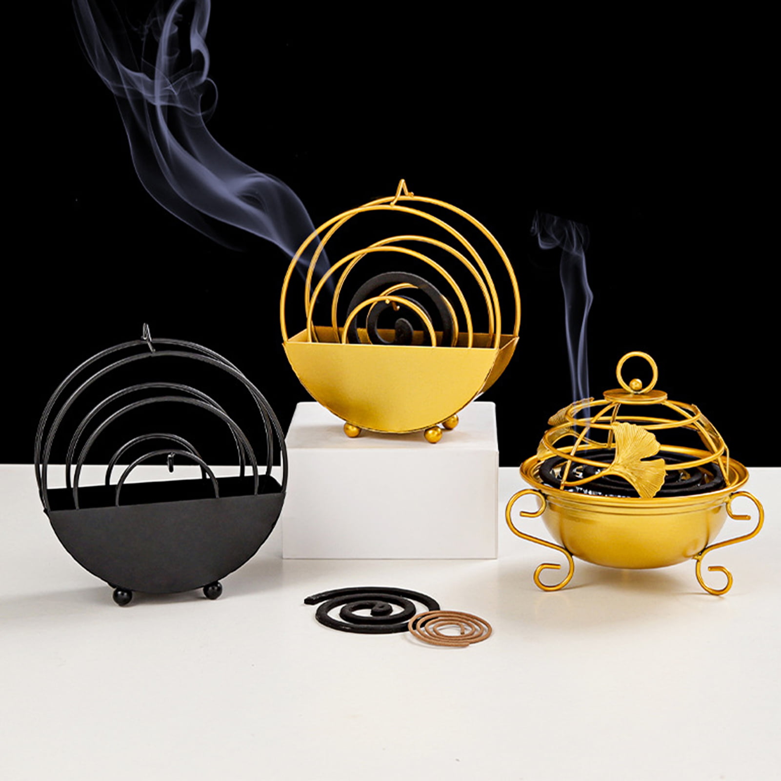 MOSQUITO COIL HOLDER NORDIC STYLE ANTI-FLY ASH INCENSE BURNER WITH LID FOR HOME 
