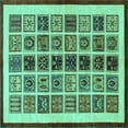 thumbnail image 1 of Ahgly Company Machine Washable Indoor Square Abstract Turquoise Blue Modern Area Rugs, 7' Square, 1 of 4