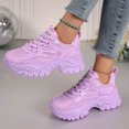 thumbnail image 5 of AUDeals Women’s Chunky Mesh Sneakers Thick Sole PU Leather Platform Shoes Lace Up Casual Walking Sneakers (Purple, 7), 5 of 9