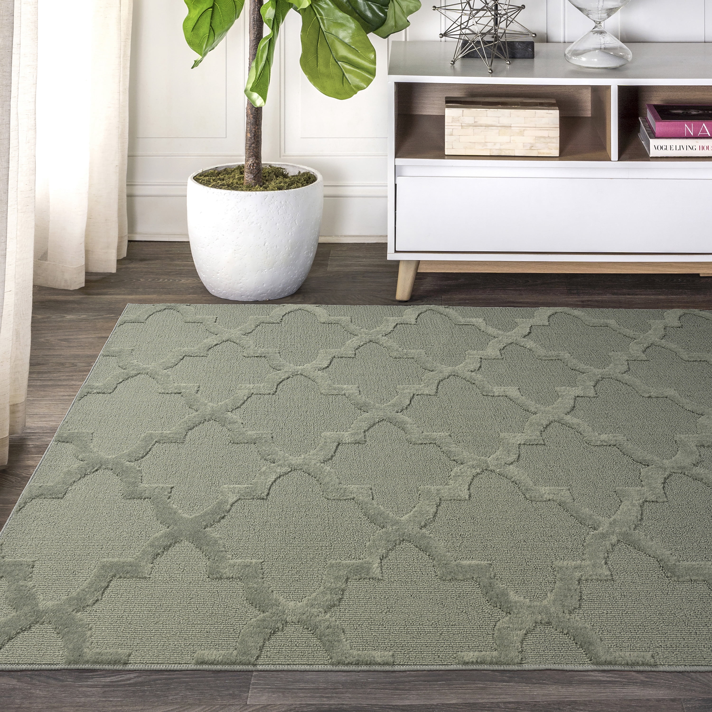 Garland Rug Quatro Polypropylene Sage Indoor Area Rug, 7'6" x 9'6"