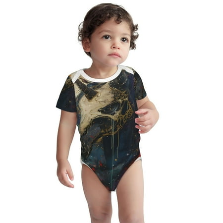 

Xecao Colorful Ink Cute Horse Print Baby and Toddler Short Sleeve Bodysuit One-piece 100% Organic Cotton for Infant Baby-12 Months