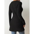 thumbnail image 2 of Ribbed Button Decor Asymmetrical Hem T-Shirt, Casual Long Sleeve Top For Spring & Fall, Women's Clothing, 2 of 7