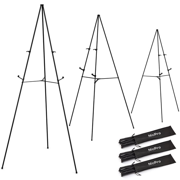 Soporte de caballete Nicpro plegable para suelo metálico de 160 cm, paquete de 3 con bolsa