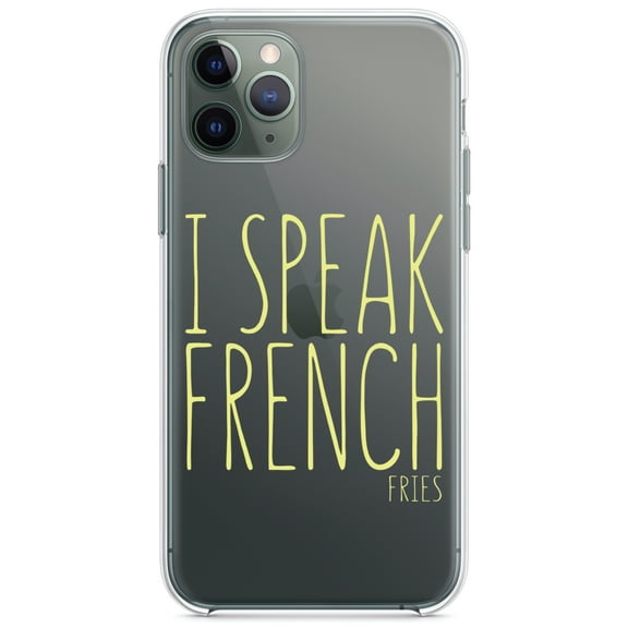 DistinctInk Clear Shockproof Hybrid Case for iPhone 11 Pro (5.8" Screen) - TPU Bumper Acrylic Back Tempered Glass Screen Protector - I Speak French