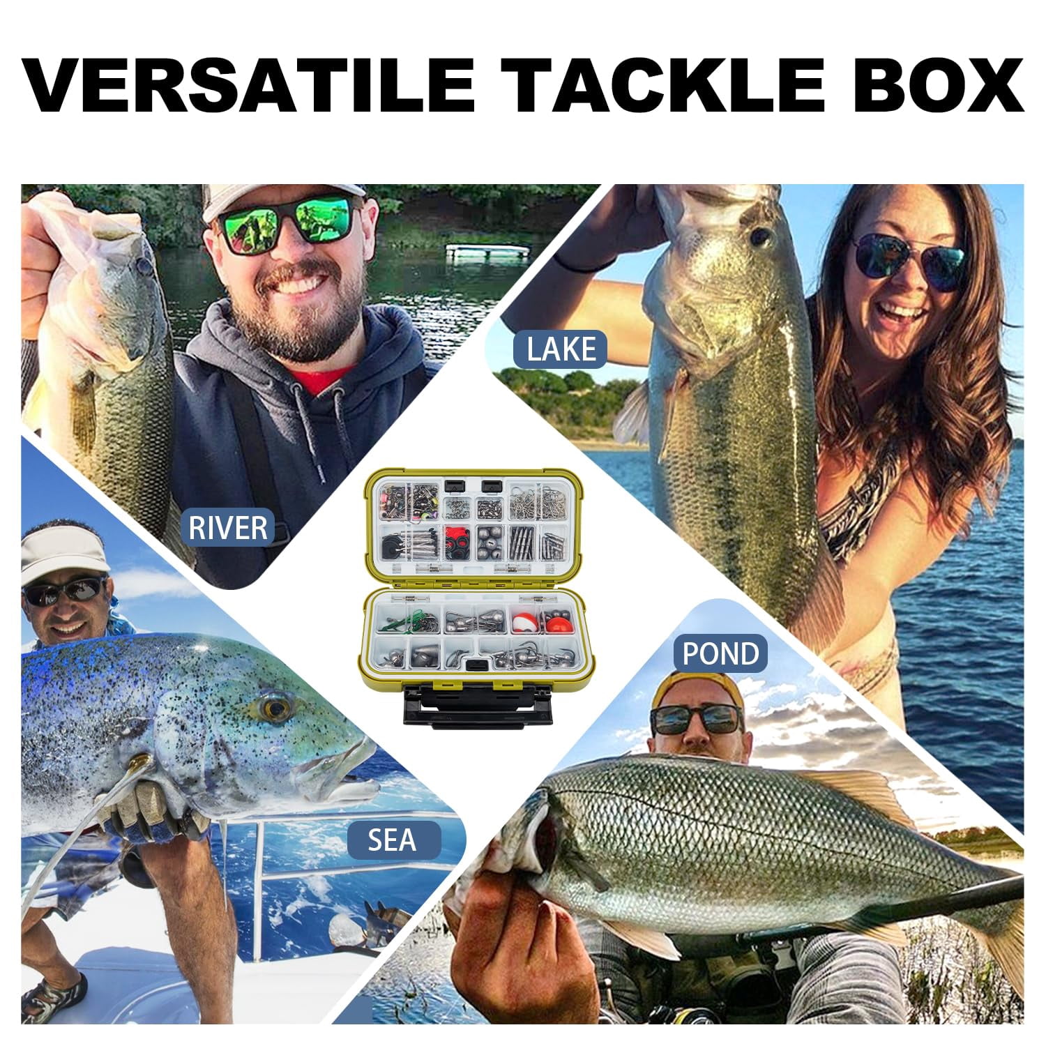 Fishing Lures Accessories Kit With Tackle Box  Hooks Minnow Crankbait Frog Popper Lure Worm Spoon Spinner Bait For Bass Crappie Gear Freshwater Equipment Gifts Men