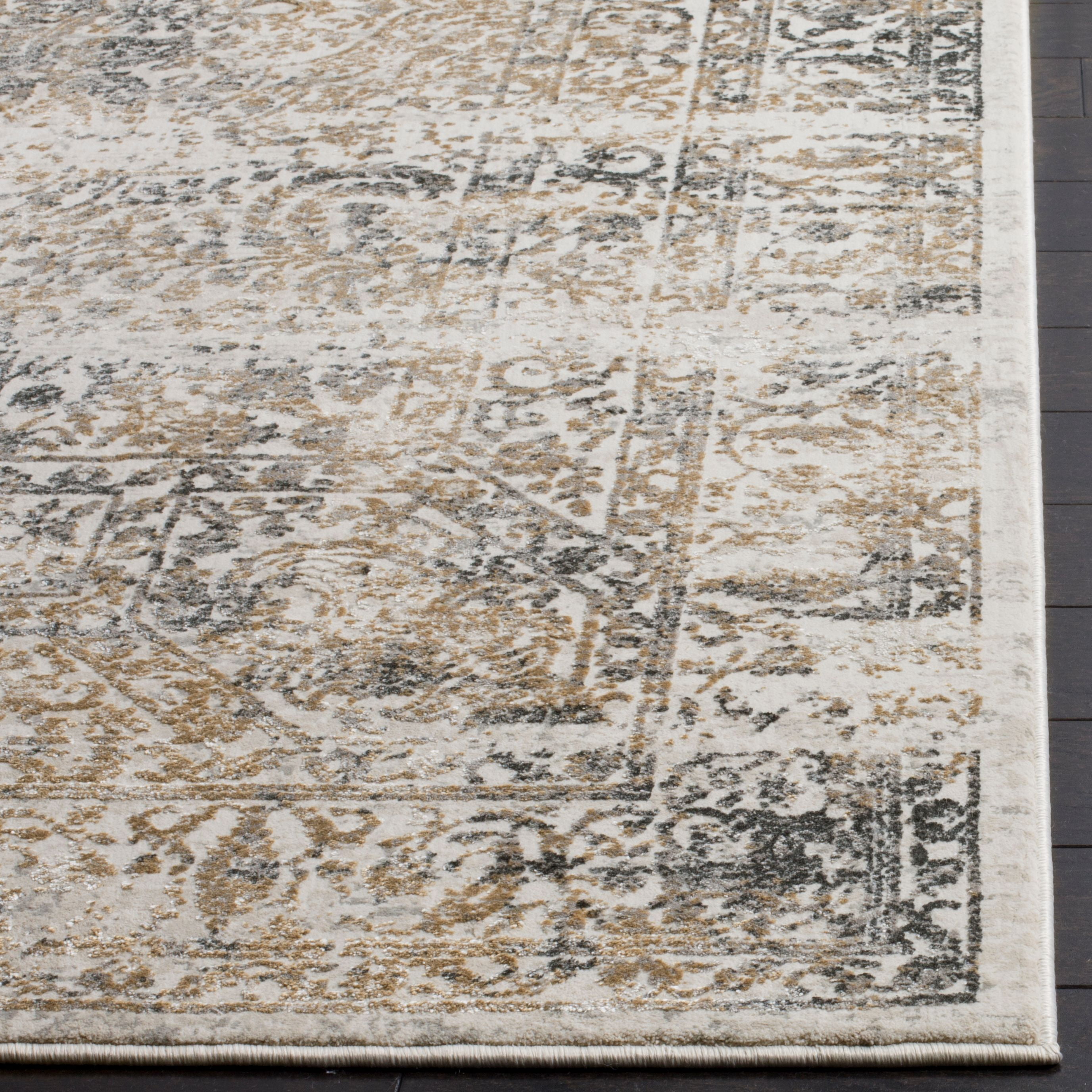 SAFAVIEH Princeton Tennyson Overdyed Floral Area Rug, Silver/Anthracite, 5'1" x 7'6"
