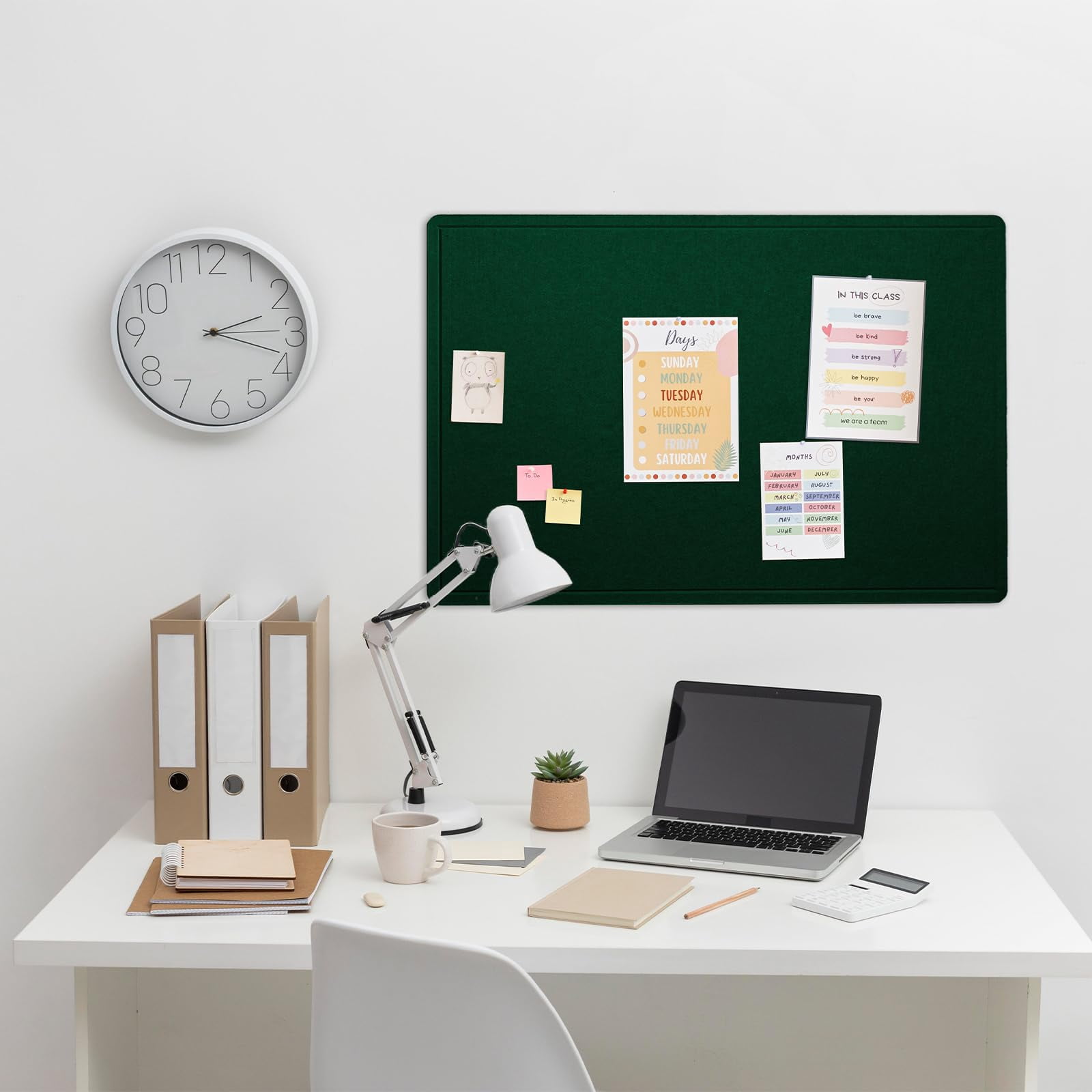 Bulletin Board  36 X 24 Inches Felt Pin - Decorative Cork Alternative For Wall 3' 2' Foldable Picture Self-adhesive Vision Prayer With 20 Pushpins Dark Green