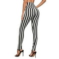 thumbnail image 6 of Womens Legging Pants Black White Striped Ankle Length Stretchy Soft Legging Pants Elastic High Waist Yoga Trousers (XL, White), 6 of 6