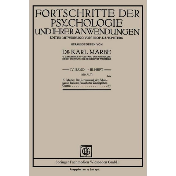 Die Rechenkunst Der Schimpansin Basso Im Frankfurter Zoologischen Garten, (Paperback)