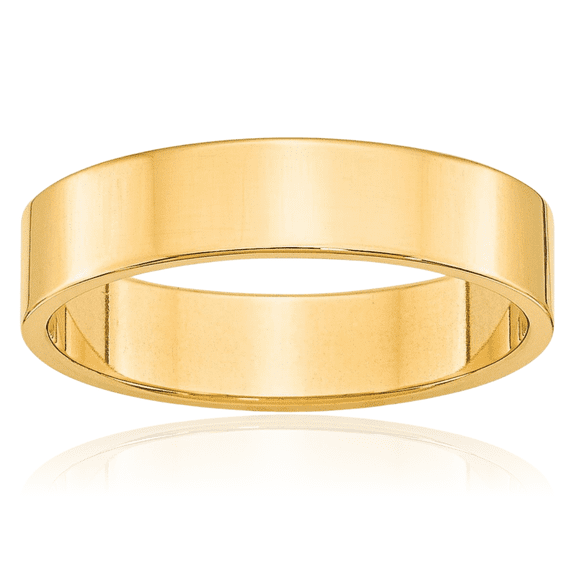 ICE CARATS 10K Solid Yellow Gold Flat 5mm Comfort Fit Plain Wedding Band Ring - Polished, Engravable Men's